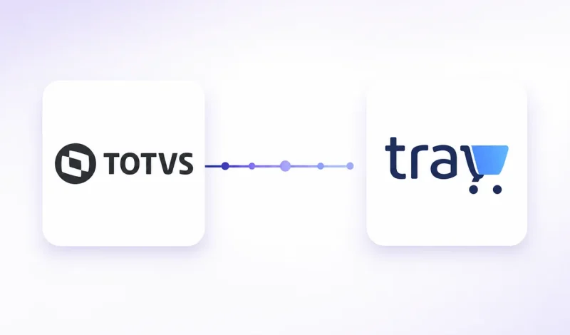Integração entre o ERP WinThor e Tray, representada por dois cartões conectados por um fluxo de dados