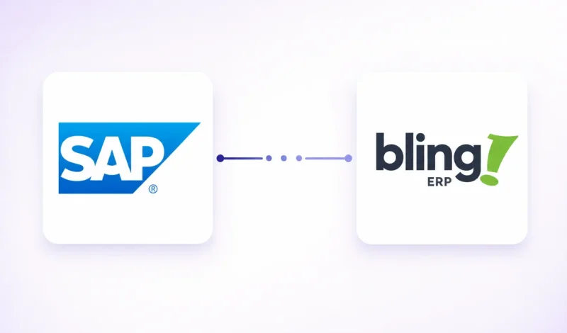 Integração entre o ERP SAP S/4HANA e Bling, representada por dois cartões conectados por um fluxo de dados