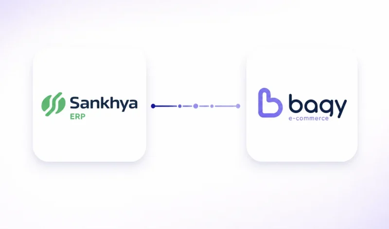 Integração entre o ERP Sankhya e Bagy, representada por dois cartões conectados por um fluxo de dados