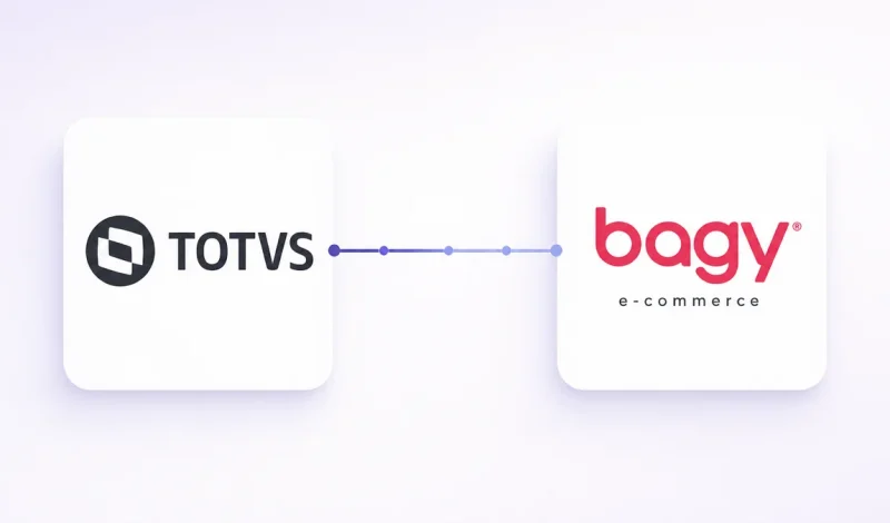 Integração entre o ERP WinThor e Bagy, representada por dois cartões conectados por um fluxo de dados