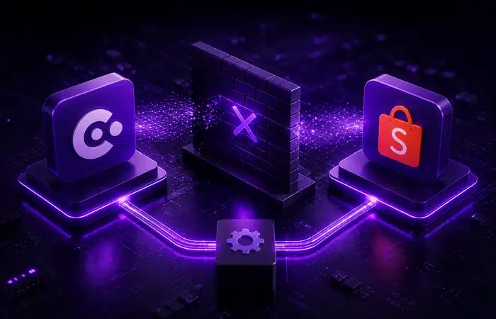 Integração Consinco com Shopee com dois sistemas conectados por núcleo central de integração