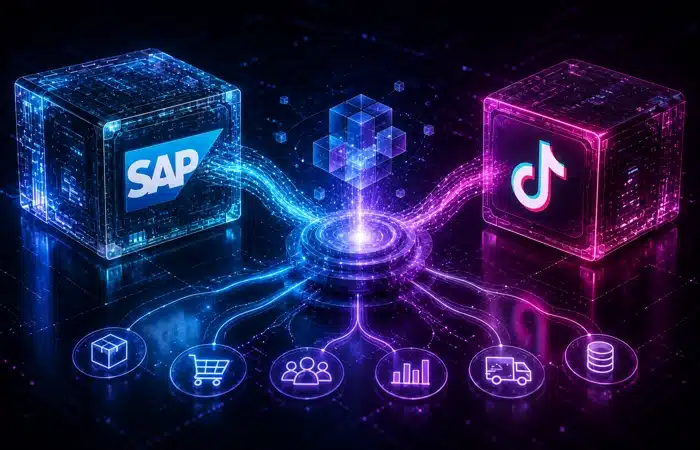Integração SAP Business One com TikTok Shop mostrando a sincronização entre o ERP e a plataforma de vendas.
