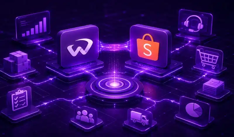 integração WinThor com Shopee com conexão visual entre sistema ERP, loja virtual, clientes, documentos e entregas