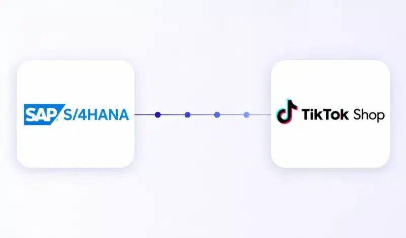 Integração SAP S/4HANA com TikTok Shop conectando o ERP à plataforma de e-commerce por meio de fluxos de dados.